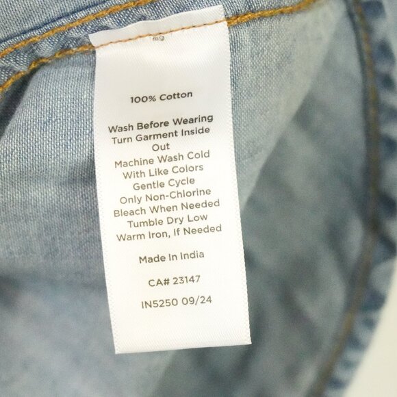 NWT 100% cotton Talbots Petite Small Blue Jean Shirt ¾ Length with Collar - Picture 5 of 7